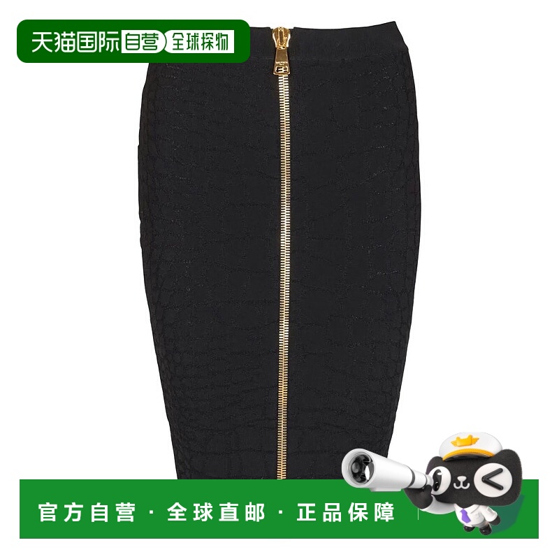 1h可退 BALMAIN 女士半身裙 FF0LC290KJ140PA AW2025 黑色 拉链半