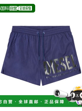 DIESEL 男士泳装 A163000NJASE6116 SS2025 蓝色 印字游泳短裤