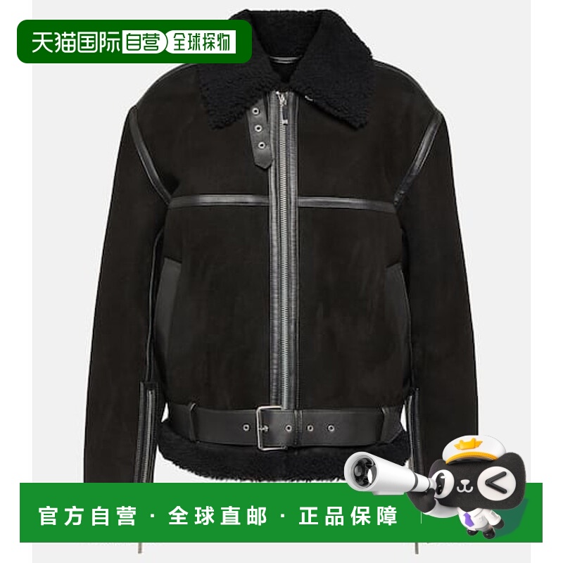 潮奢 TOTÊME 女士 毛羊皮绒面革夹克 black黑色 舒适时尚