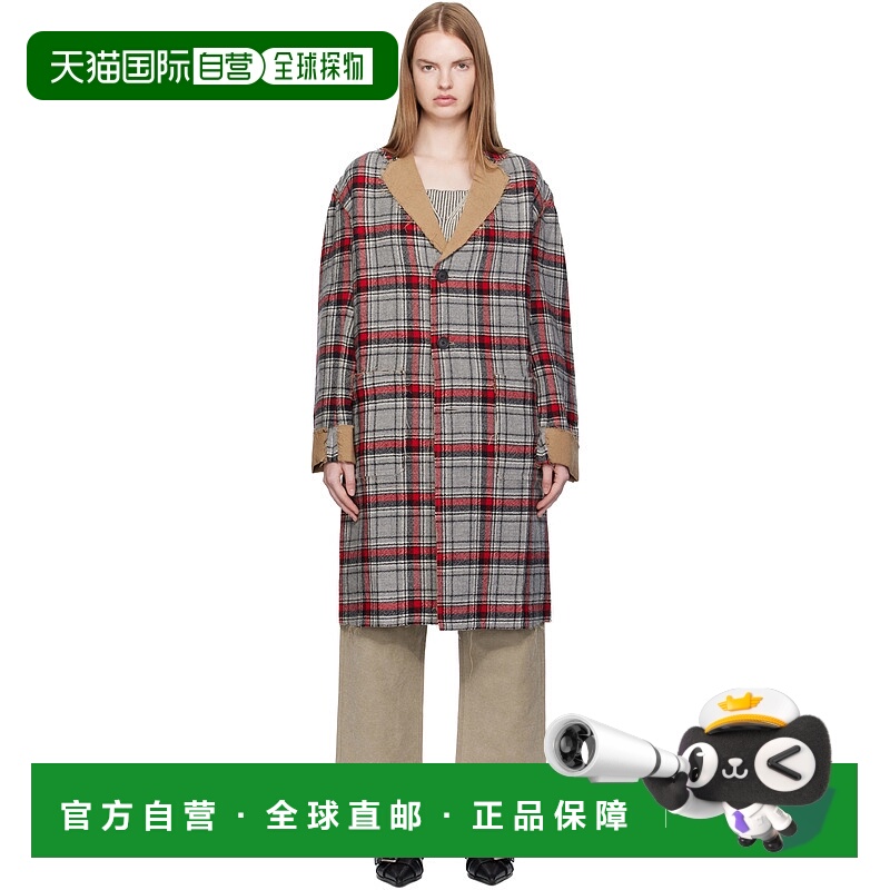 1h可退 潮奢 R13 女士 红色 & 灰色 Raw Cut 双面大衣 R13WR469R5