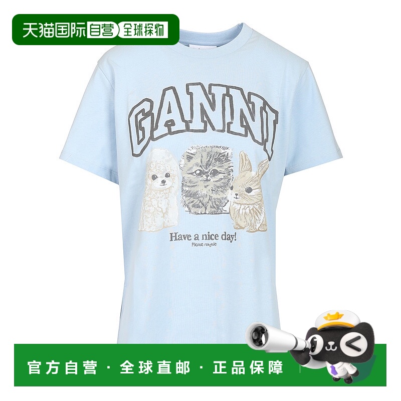 1h可退 GANNI 女士T恤 T4278570 AW2025 浅蓝色
