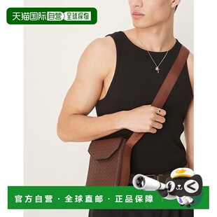 1h可退 潮奢 ASOS 男士 设计人造皮编织纹理棕色挎包单肩包