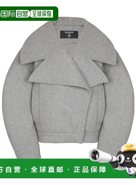 BALMAIN 女士外套 FF0UA140WD249AF AW2025 灰色 羊毛羊绒豌豆大