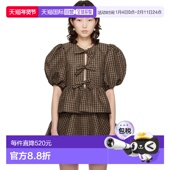 A1040 甘尼 潮奢 1h可退 Crinkled GANNI 棕色 上装 女士 Check
