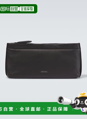 1h可退 潮奢 zegna 杰尼亚 男士 Secondskin 皮革化妆包斜挎包