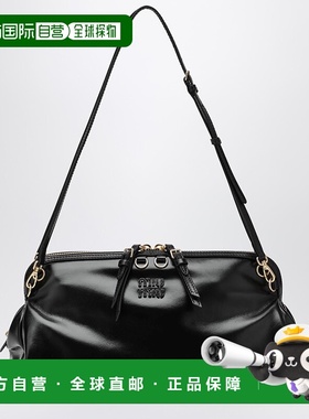 1h可退 潮奢 Miu Miu 缪缪 女士 黑色光泽皮革包包 5BF129OOO2IEO