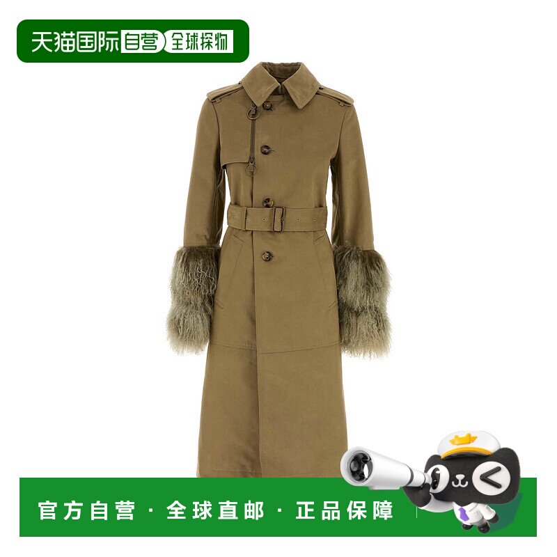 BURBERRY 女士大衣 8099432C1593 AW2024 绿色 Khaki cotton blen