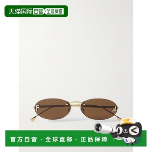 芬迪 Fendi 女士 椭圆框水晶装 FE407 1h可退 饰镀银太阳眼镜 潮奢