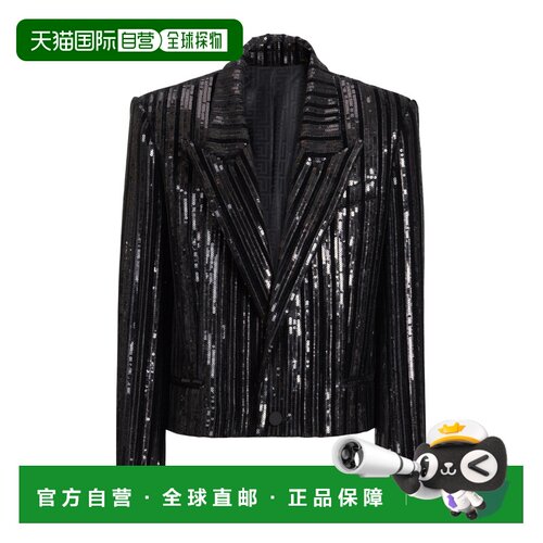 BALMAIN 男士夹克 HH1SC520XM040PA SS2026 黑色 短款亮片休闲夹