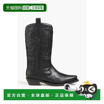 潮奢 GANNI 甘尼 女士 刺绣牛仔靴子 S31104BLACKBLACK