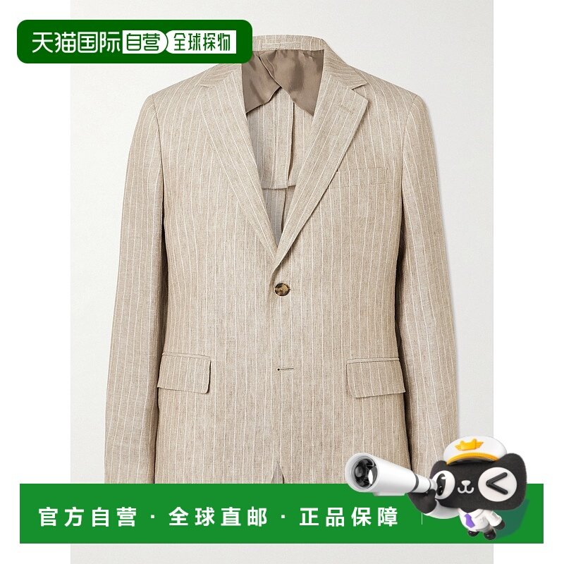1h可退 潮奢 Mr P. 男士 条纹亚麻西装外套 MPO251036tbc