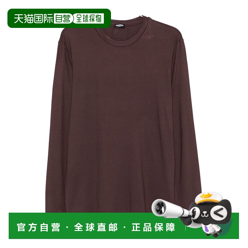 1h可退 DSQUARED2 男士T恤 D9M106030502 AW2025 棕色 Logo 贴片