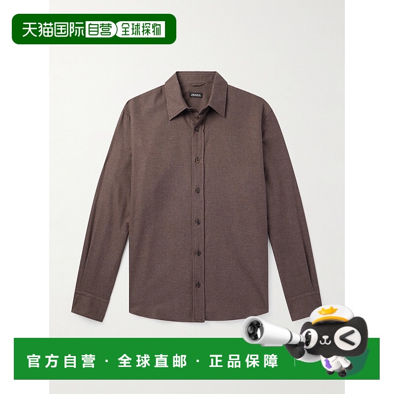 1h可退 潮奢 zegna 杰尼亚 男士 磨毛棉质斜纹布衬衫 UEX35A8STT1
