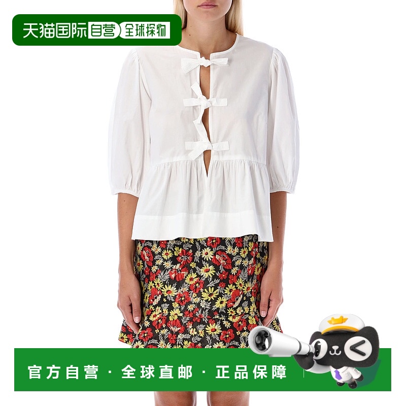 GANNI 女士衬衫 F73646479151 AW2022 白色 Cotton poplin blouse