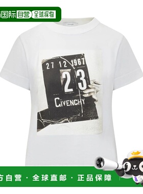 GIVENCHY 女士T恤 BW70FJP7A4100 CO 白色 Cotton T-Shirt With F