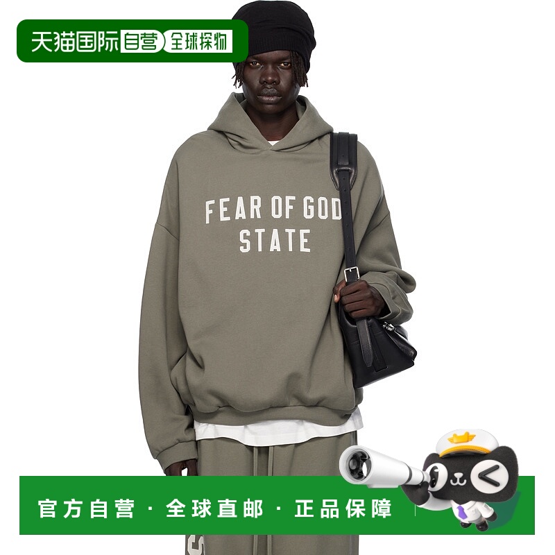 1h可退 潮奢 Essentials 男士 灰色 90s Fit Fleece 连帽衫 192SP