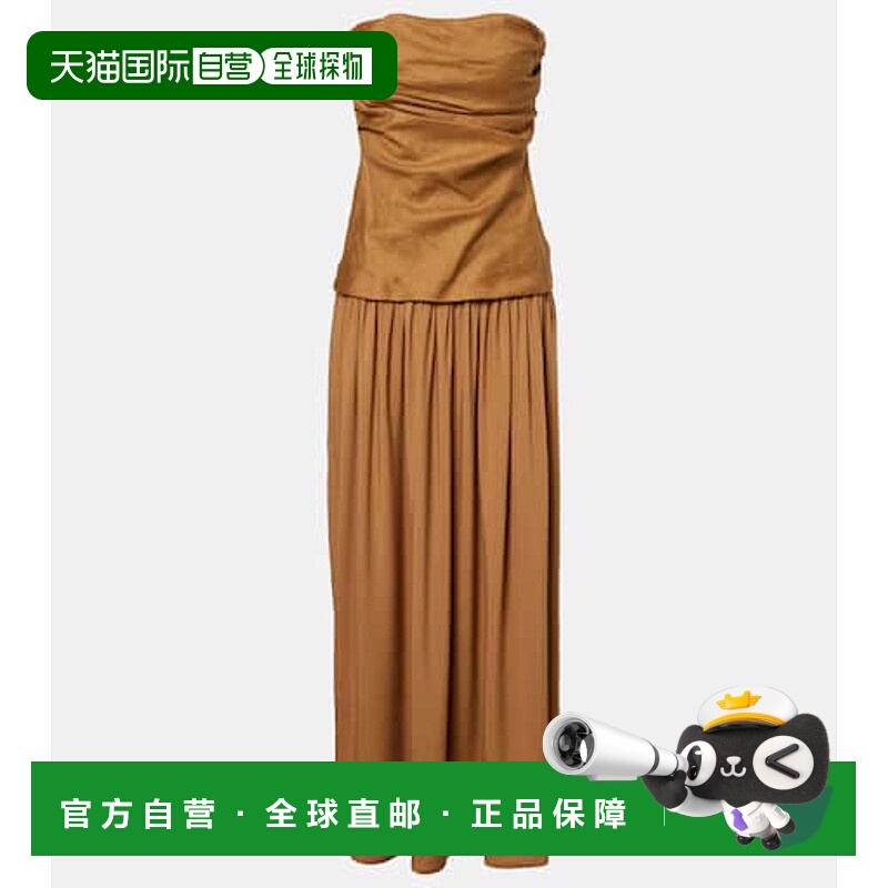 1h可退 潮奢 FAITHFULL THE BRAND 女士 Hedy 褶皱亚麻长款连衣裙
