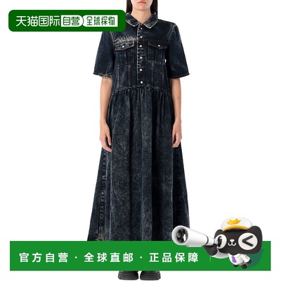 GANNI 女士连衣裙 J17576779055 AW2025 黑色 Washed denim maxi