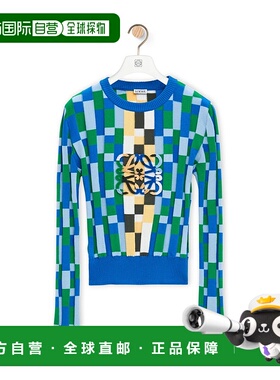 LOEWE 女士针织衫 S359Y14KGR9990 SS2025 蓝色 棉质 Anagram 毛