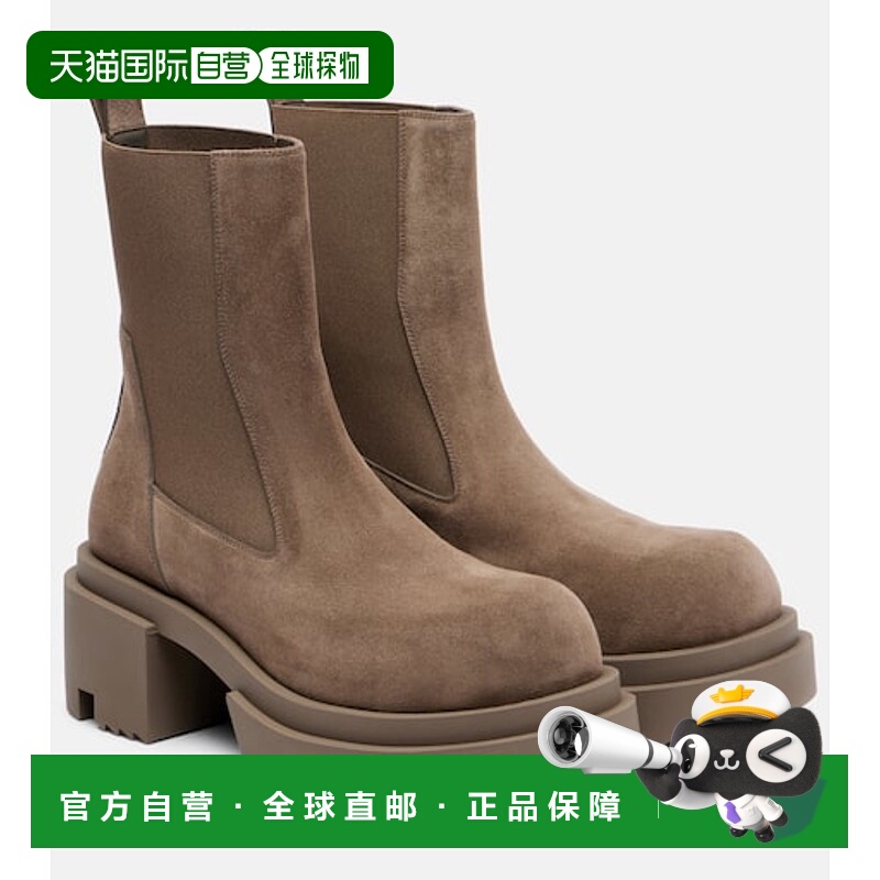 潮奢 rick owens 瑞克 欧文斯 女士 Beatle 绒面革防水台切尔西靴