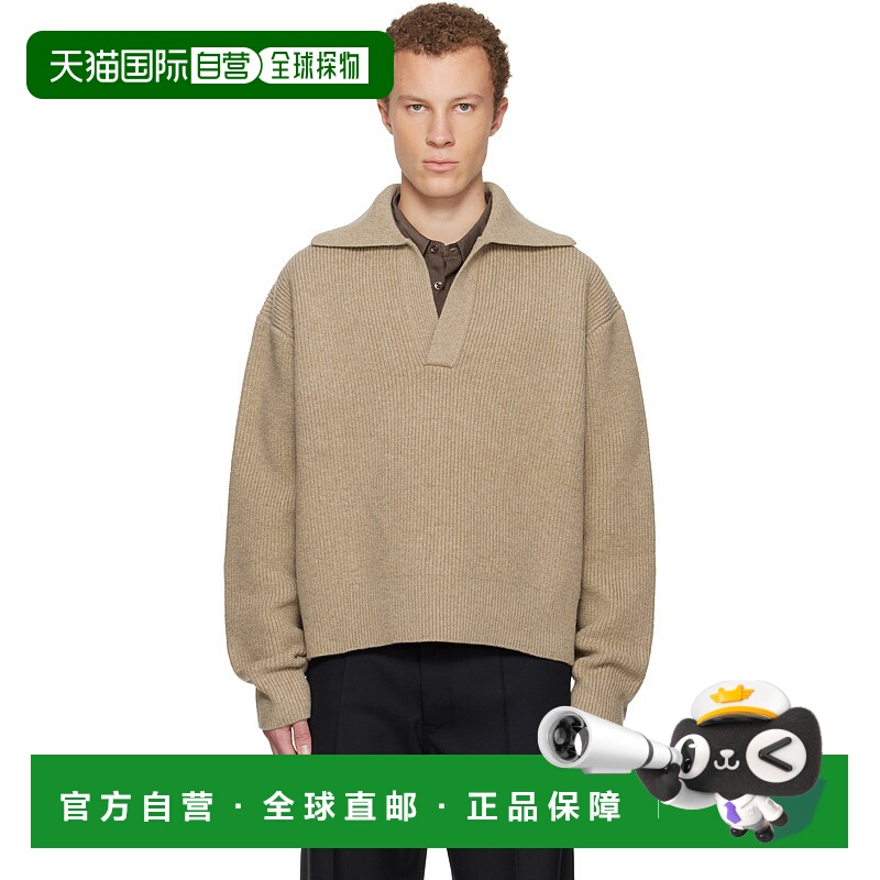 1h可退 潮奢 Studio Nicholson 男士 驼色 Nash Knit Polo 衫 NAS