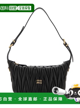 1h可退 潮奢 Miu Miu 缪缪 女士 黑色皮革手袋 5BP100AN88斜挎包