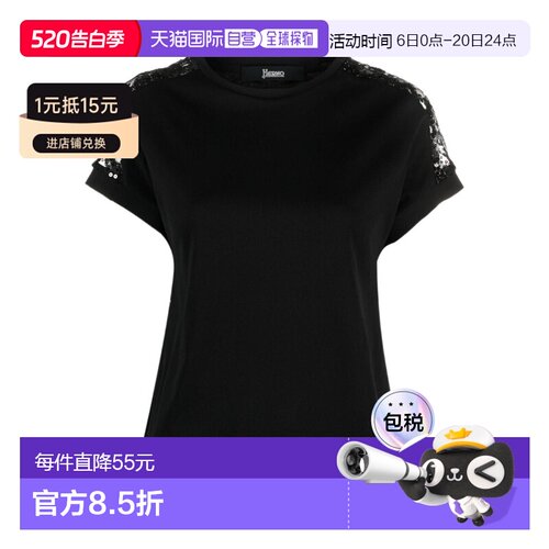 HERNO 女士衬衫 JL000103D520529300 AW2023 黑色 圆领短袖T恤