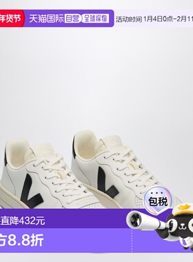 1h可退 潮奢 Veja 女士 V-10 黑色皮质运动鞋(白色) VI0220738LEW