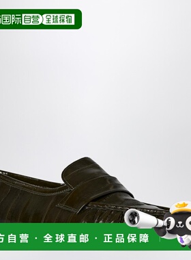 1h可退 潮奢 The Row 女士 橄榄绿绿色鳗鱼皮皮质乐福鞋 F1280E17