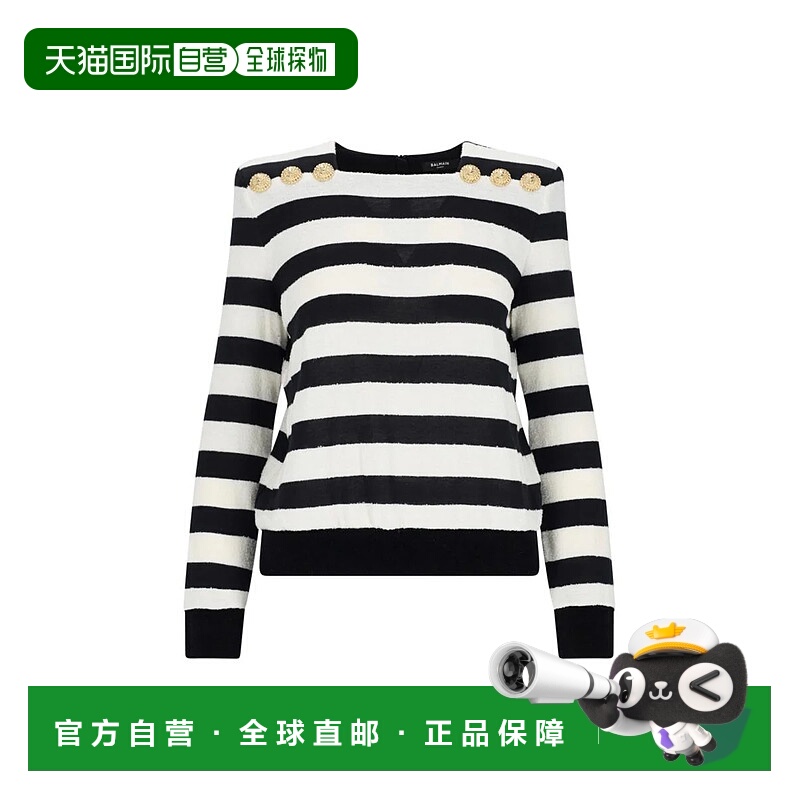 1h可退 BALMAIN 女士针织毛衣 DF1AR845JI70EAB AW2024 黑色