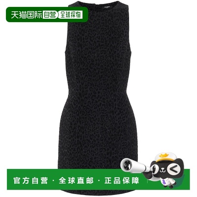 1h可退 潮奢 Balmain 巴尔曼 女士 豹纹天鹅绒提花迷你连衣裙
