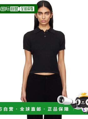 1h可退 潮奢 Guest in Residence 女士 黑色 Shrunken Polo 衫 W1