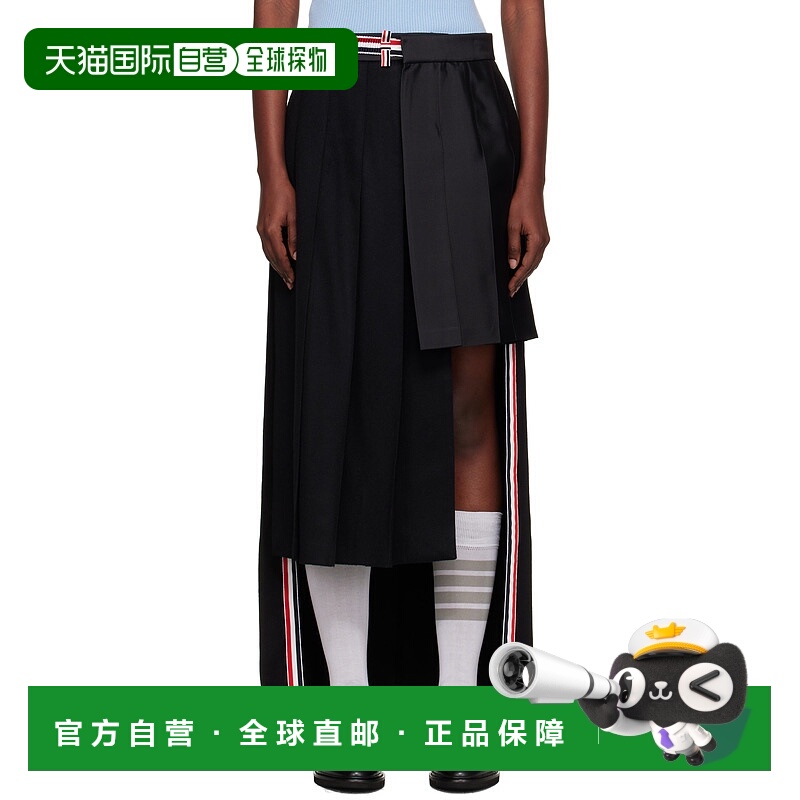 1h可退 潮奢 Thom Browne 汤姆 布朗 女士 黑色 Wrap Pleated 半