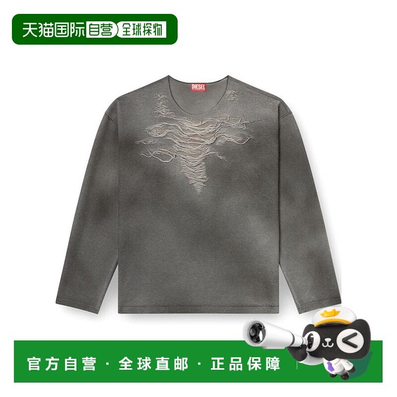 DIESEL 男士外套 A182160PLAI9AW SS2025 灰色 做旧运动衫