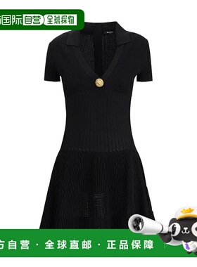 BALMAIN 女士连衣裙 GF1R7153KJ300PA SS2026 黑色 Ribbed dress