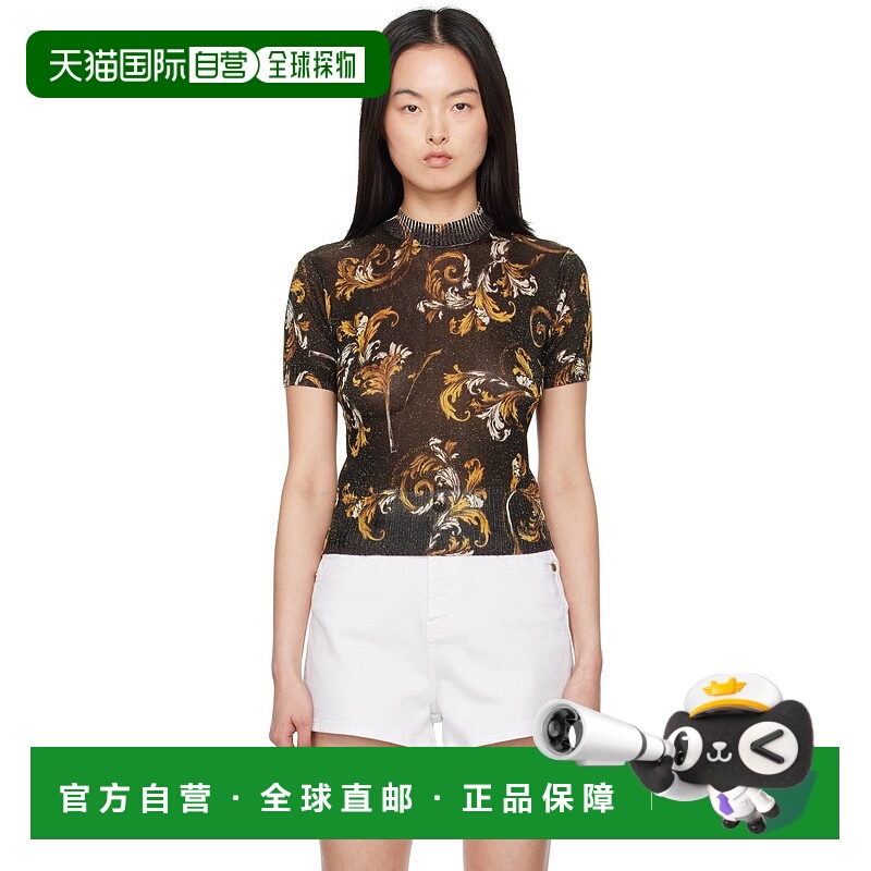 1h可退 潮奢 Versace Jeans 范思哲 女士 黑色 Outline Barocco L