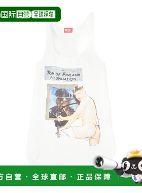 DIESEL 男士T恤 P015520SPCI100 AW2025 白色 图案印花背心