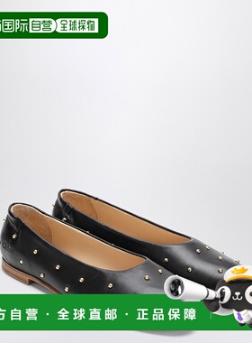 1h可退 潮奢 Chloe 蔻依 女童 黑色小号铆钉芭蕾舞鞋童鞋 C20794L