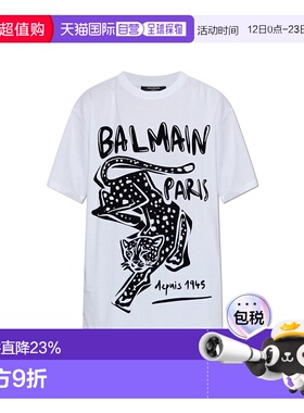 BALMAIN 女士T恤 FF0EH005GF20GAB AW2025 白色 T-shirt with a v