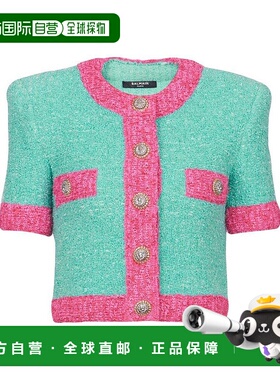 BALMAIN 女士针织毛衣 DF1KL027KG70UIH AW2024 绿色