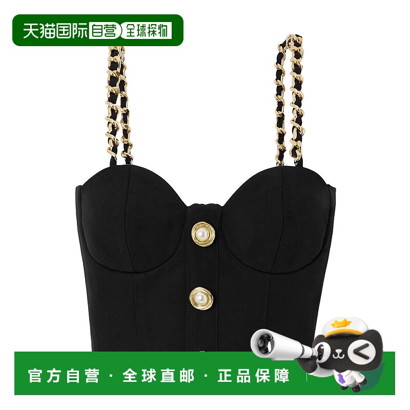 1h可退 BALMAIN 女士内衣 EF0AD405WC090PA SS2025 黑色 短款背心