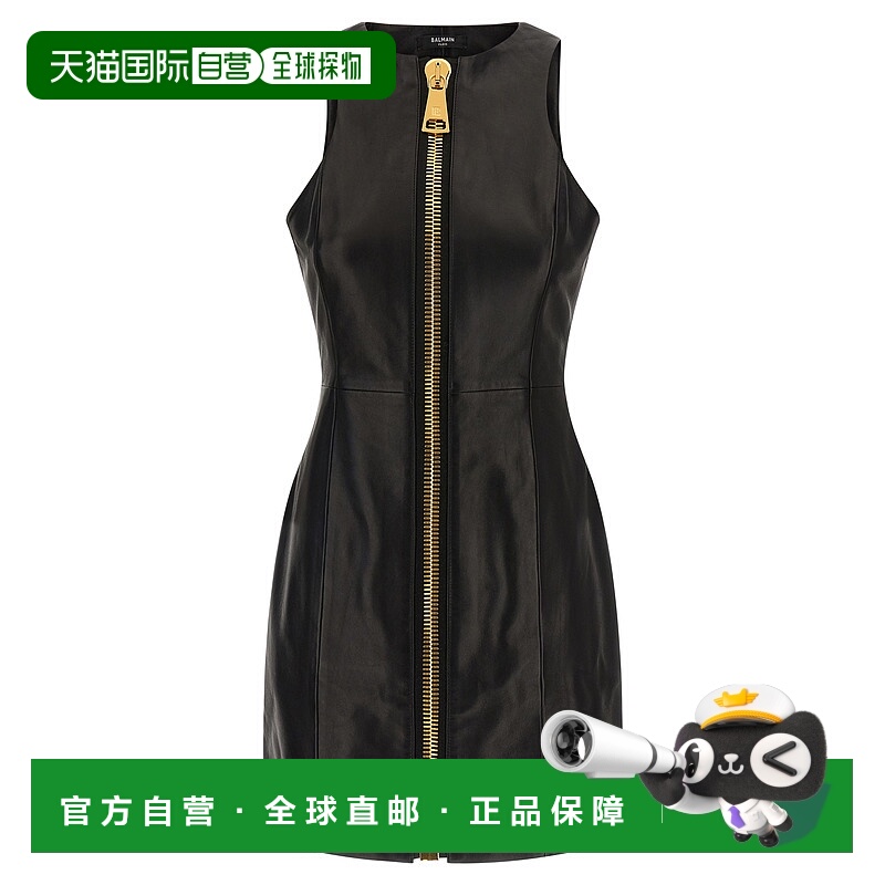 BALMAIN 女士连衣裙 FF0R5198LD630PA AW2025 黑色 Maxi Zip Leat