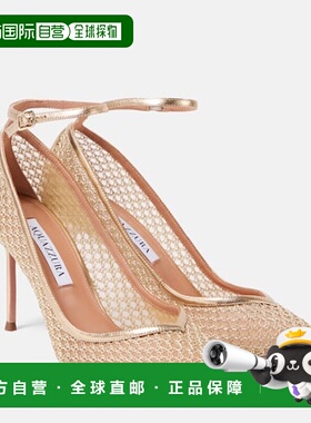 1h可退 潮奢 AQUAZZURA 女士 Asha 85 皮革边网纱浅口鞋高跟鞋