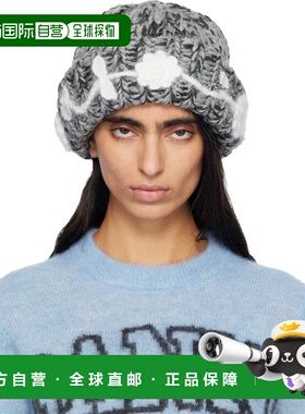 1h可退 潮奢 GANNI 甘尼 女士 灰色 Wool Handknit 毛线帽 A7308P