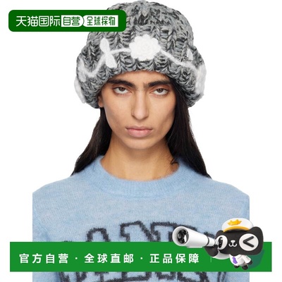 1h可退 潮奢 GANNI 甘尼 女士 灰色 Wool Handknit 毛线帽 A7308P