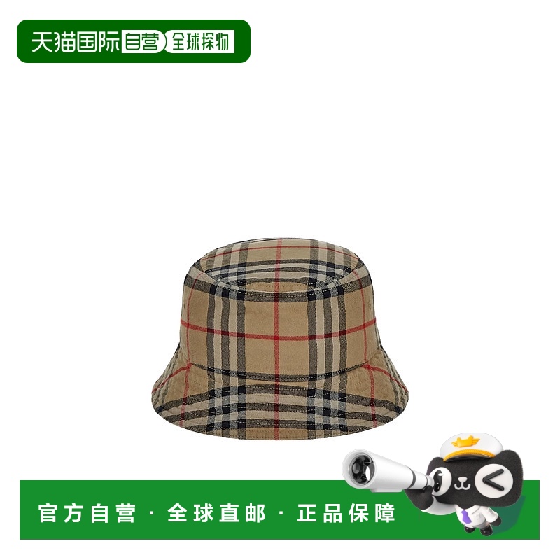 1h可退 BURBERRY 男士帽子 80756571 CO 棕色 格纹帽子博柏利