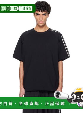 1h可退 潮奢 Y-3 男士 黑色 Raw Edge 3 Stripes T 恤 KQ9793