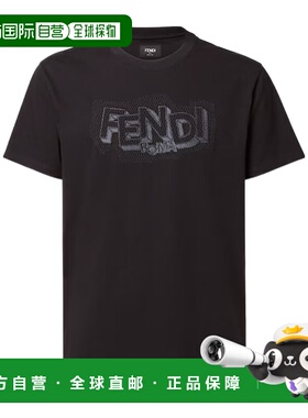 FENDI 男士T恤 FY1319AW0WF0QA1 CO 黑色 棉质黑色短袖T恤