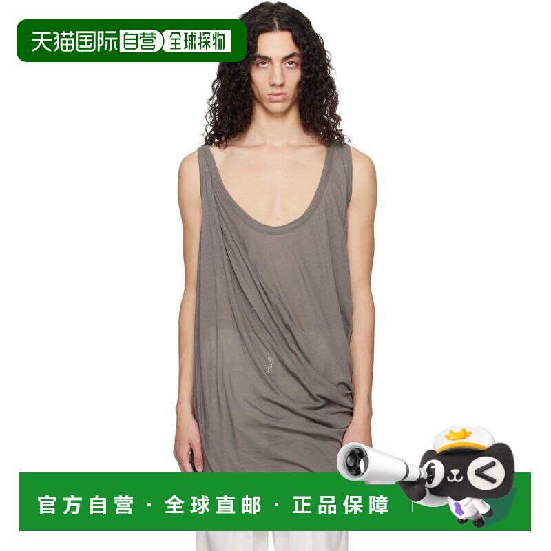 rick owens 瑞克 欧文斯 男士 灰褐色 Temple Pony 背心 RU01F216