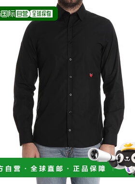 1h可退 MOSCHINO 男士衬衫 02062383555 SS2018 黑色 Heart shirt